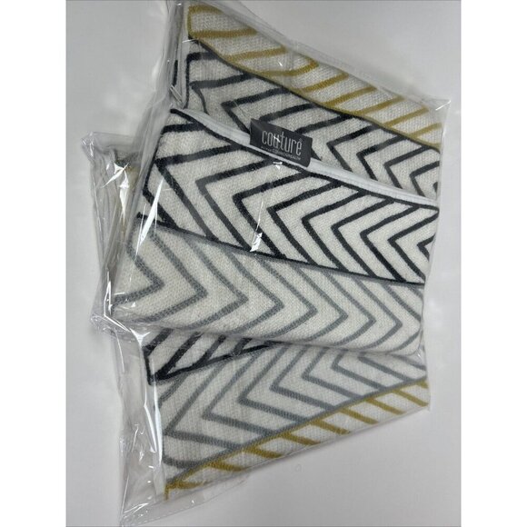 Set Of 2 Decorative Throw Pillow Cases Woven Canvas Quality Yellow Grey White - Picture 10 of 11
